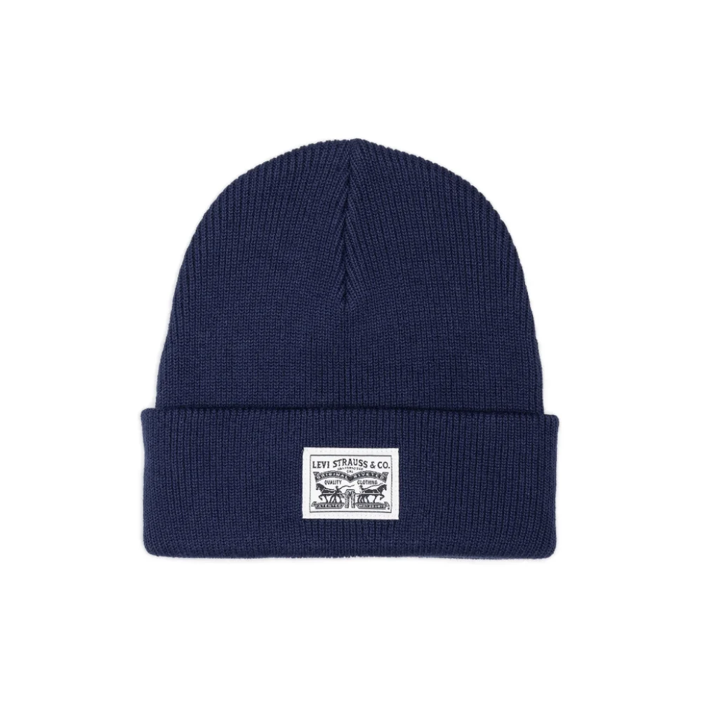 "Levi's Backpatch Beanie σκουφάκι σε navy blue, 100% βαμβακερό, με κλασική πλέξη και λογότυπο Levi's"