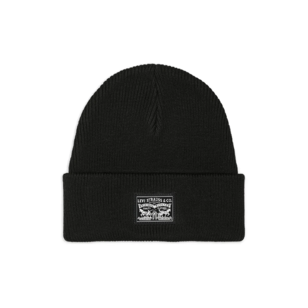 "Levi's Backpatch Beanie σκουφάκι σε μαύρο, 100% βαμβακερό, με κλασική πλέξη και λογότυπο Levi's"