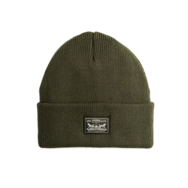 "Levi's Backpatch Beanie σκουφάκι σε green, 100% βαμβακερό, με κλασική πλέξη και λογότυπο Levi's"