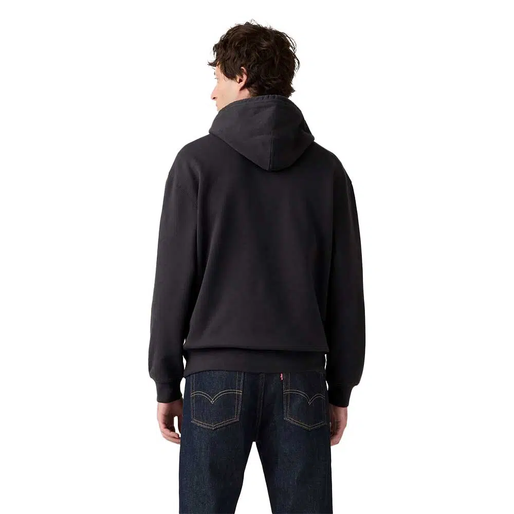 Levi’s Relaxed Graphic Hoodie Archival 2Hp Phantom – Black, μαύρο φούτερ με χαλαρή εφαρμογή, κουκούλα και λευκό λογότυπο Levi’s στο στήθος.