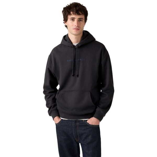 Levi’s Relaxed Graphic Hoodie Archival 2Hp Phantom – Black, μαύρο φούτερ με χαλαρή εφαρμογή, κουκούλα και λευκό λογότυπο Levi’s στο στήθος.