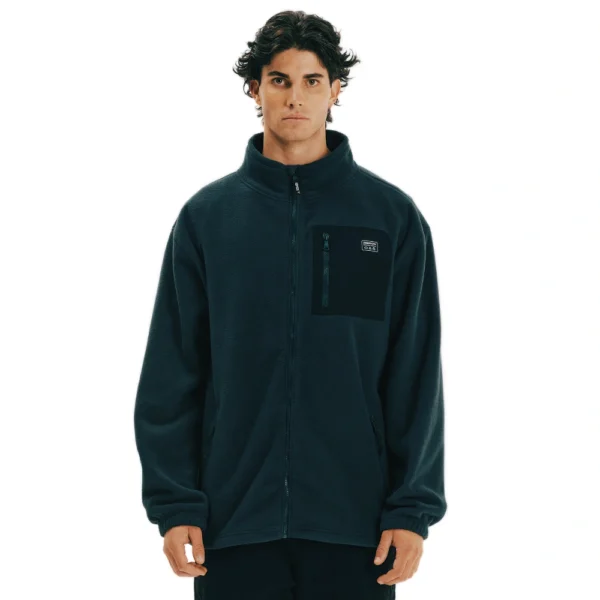 Emerson Zip Fleece Jacket Deep Teal – ανδρικό φλις από ανακυκλωμένο πολυεστέρα, full zip με πλαϊνές και στήθους τσέπες, βιώσιμη ζεστασιά.