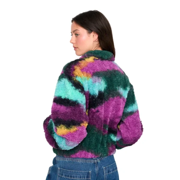 24 Colours Cropped Sherpa Fleece Multicolor – γυναικείο cropped sherpa με 1/2 zip & πολύχρωμο print – NS97.GR