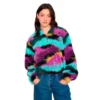 24 Colours Cropped Sherpa Fleece Multicolor – γυναικείο cropped sherpa με 1/2 zip & πολύχρωμο print – NS97.GR
