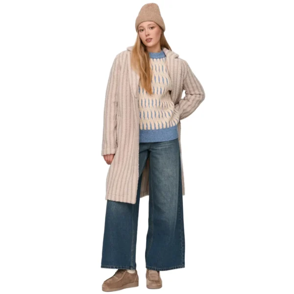 24 Colours Teddy Coat Beige – γυναικείο ζεστό teddy παλτό σε μπεζ, μήκος 99 cm – NS97.GR