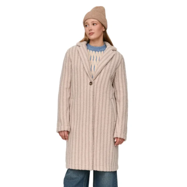 24 Colours Teddy Coat Beige – γυναικείο ζεστό teddy παλτό σε μπεζ, μήκος 99 cm – NS97.GR