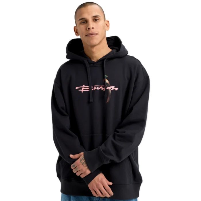 Burton Custom 26 Hoodie Black – unisex relaxed hoodie με Custom graphic, organic cotton fleece – NS97.GR