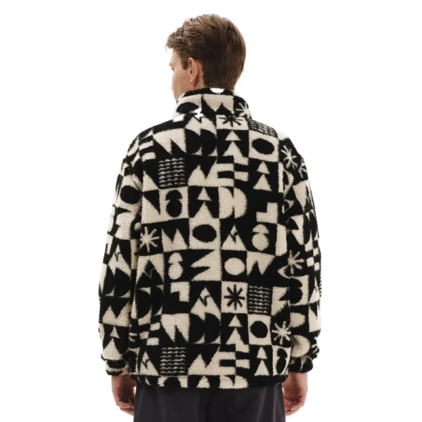 Ανδρικό sherpa fleece jacket Emerson Off White με full zip και τσέπες με φερμουάρ, ιδανικό για κρύες μέρες και urban εμφανίσεις.