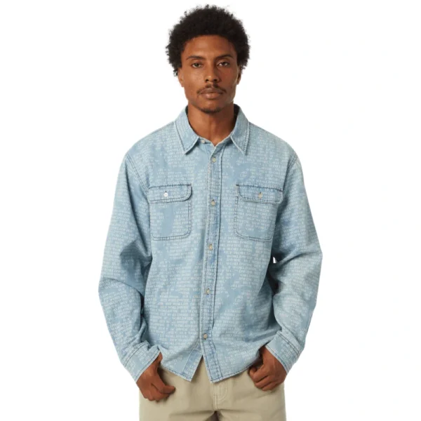 HUF Ceremony Denim Shirt σε washed denim με all-over print, contrast ραφές και διπλές τσέπες στο στήθος.”