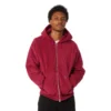 “Unisex berry full-zip hoodie HUF Corso σε heavyweight fleece με μπροστινές τσέπες και woven label.”