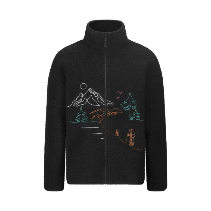 Picture Hafdals Zip Fleece black, relaxed fit fleece με Sherpa υφή και full-zip.