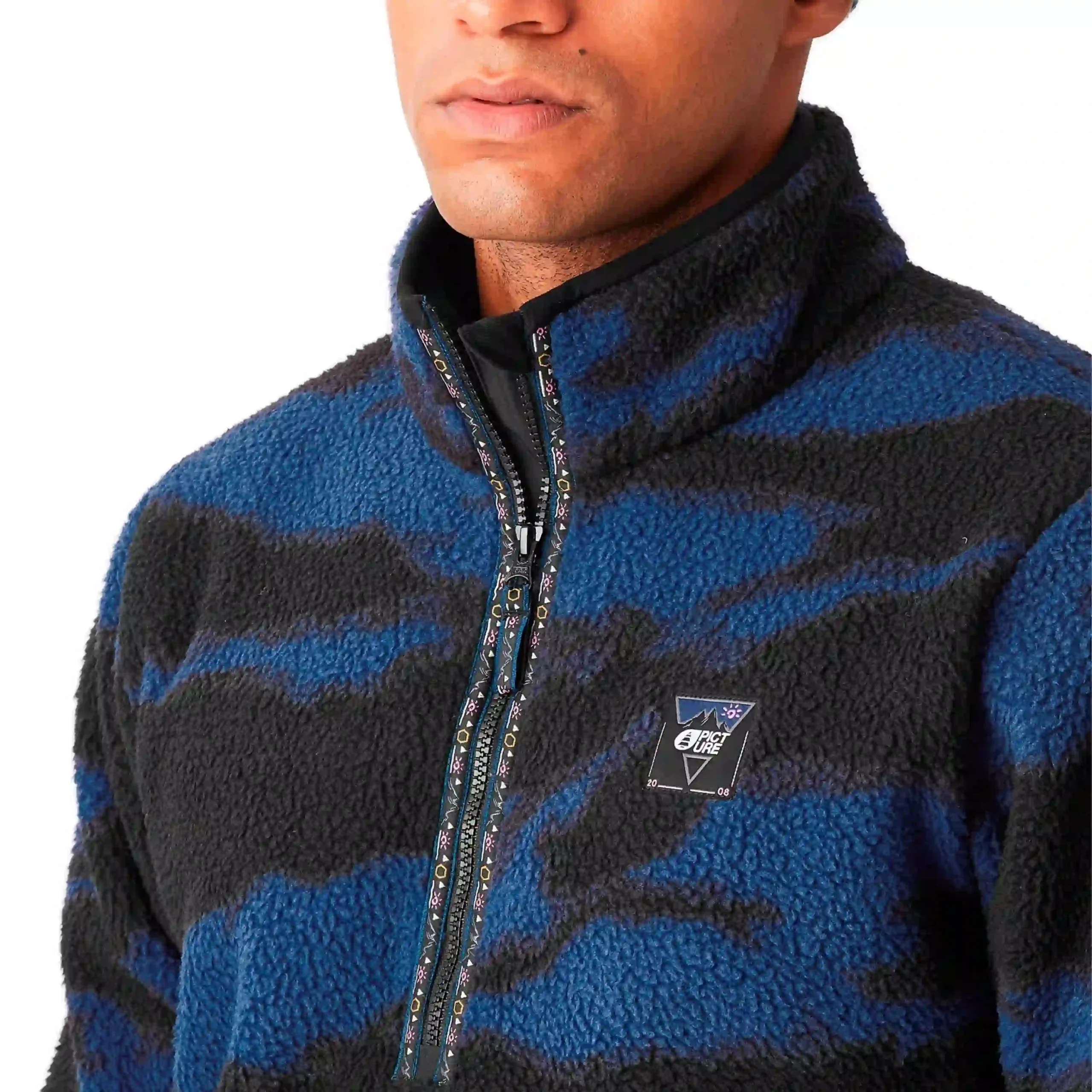Picture Kimag 1/4 Retro Fusion Print – sherpa fleece 310g, relaxed fit, high collar & 1/4 zip – NS97.GR