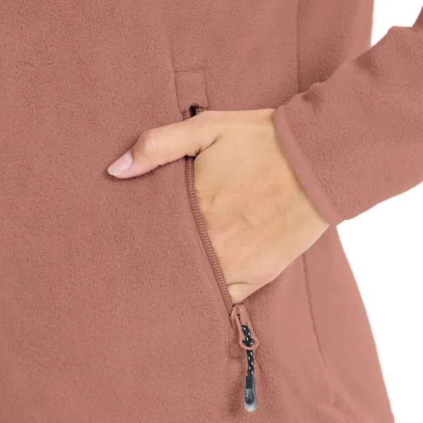 Γυναικείο fleece WHISTLER Cocoon σε burlwood απόχρωση, με stand-up collar και φερμουάρ, ιδανικό για hiking και outdoor δραστηριότητες.