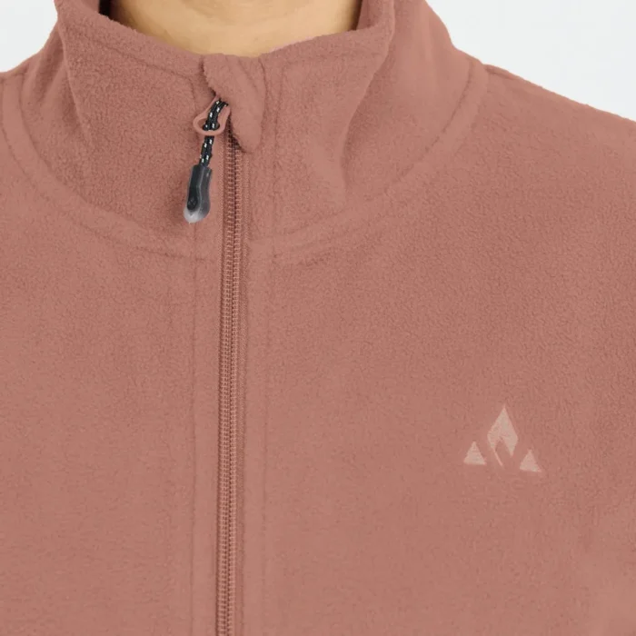 Γυναικείο fleece WHISTLER Cocoon σε burlwood απόχρωση, με stand-up collar και φερμουάρ, ιδανικό για hiking και outdoor δραστηριότητες.