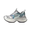 Buffalo Ridr One sneakers σε ασημί και πράσινο χρώμα με ψηλή σόλα πλατφόρμα και κορδόνια.