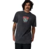 Ανδρικό oversized t-shirt Santa Cruz Out Of Time σε μαύρο acid wash χρώμα με vintage γραφικά.