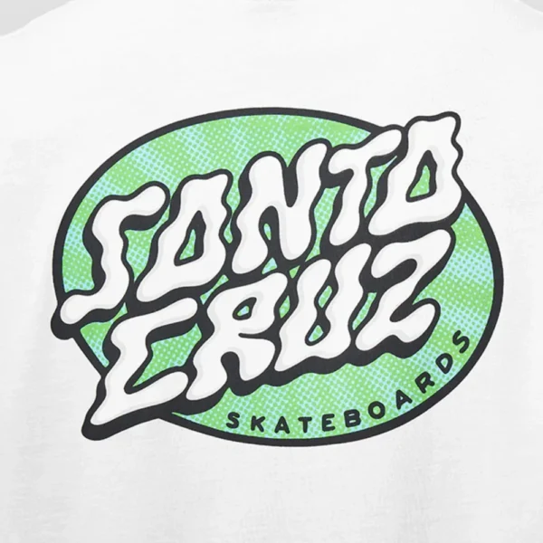 Ανδρική λευκή μπλούζα Santa Cruz Vertigo Dot με το λογότυπο τυπωμένο στην πλάτη.