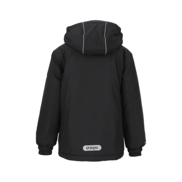 Μαύρο παιδικό μπουφάν σκι Zig Zag Murdoch με αποσπώμενη κουκούλα και τσέπη στο μανίκι.