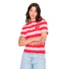 Γυναικείο ριγέ t-shirt 24 colours με 3D λουλούδι σε ροζ και κόκκινο χρώμα, διαθέσιμο στο ns97.gr στην Καστοριά.