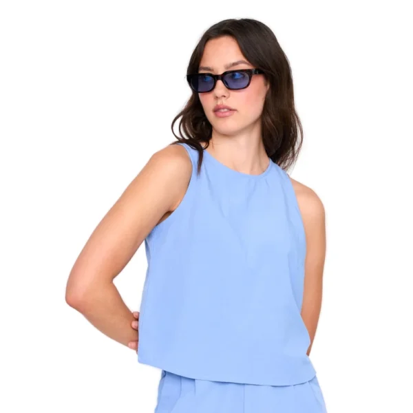 Γυναικείο αμάνικο top 24 colours σε έντονο μπλε χρώμα από φυσικό ύφασμα βαμβάκι και βισκόζη, διαθέσιμο στο ns97.gr στην καστορια.