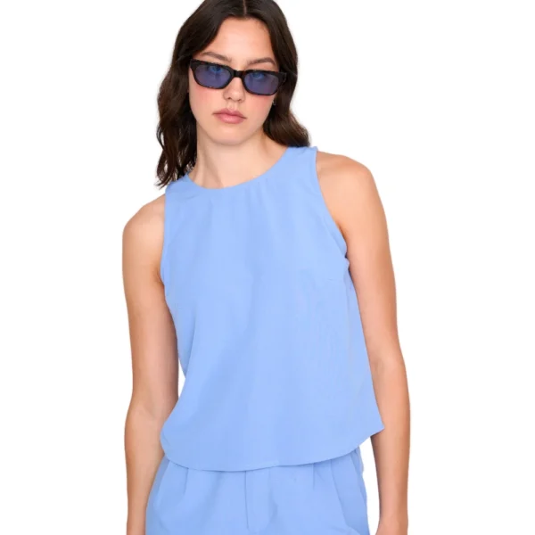 Γυναικείο αμάνικο top 24 colours σε έντονο μπλε χρώμα από φυσικό ύφασμα βαμβάκι και βισκόζη, διαθέσιμο στο ns97.gr στην καστορια.
