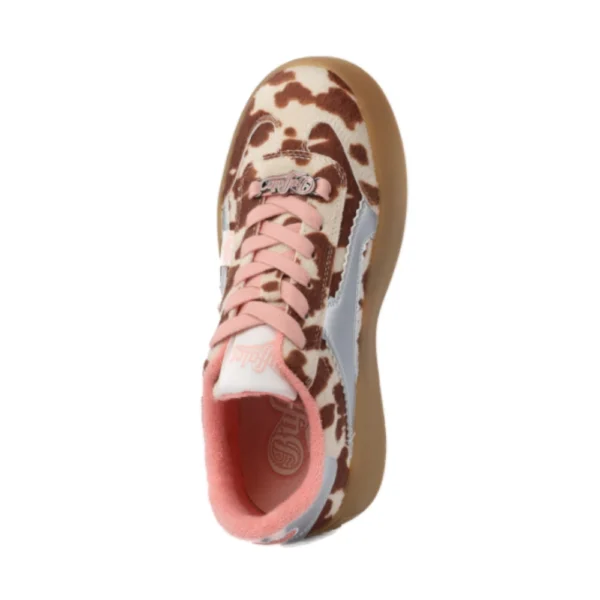 Γυναικεία κομψά sneakers Buffalo Cajo με animal print σε καφέ και κρεμ χρώμα, διαθέσιμο στο ns97.gr στην καστορια.