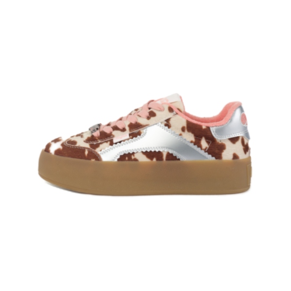 Γυναικεία κομψά sneakers Buffalo Cajo με animal print σε καφέ και κρεμ χρώμα, διαθέσιμο στο ns97.gr στην καστορια.