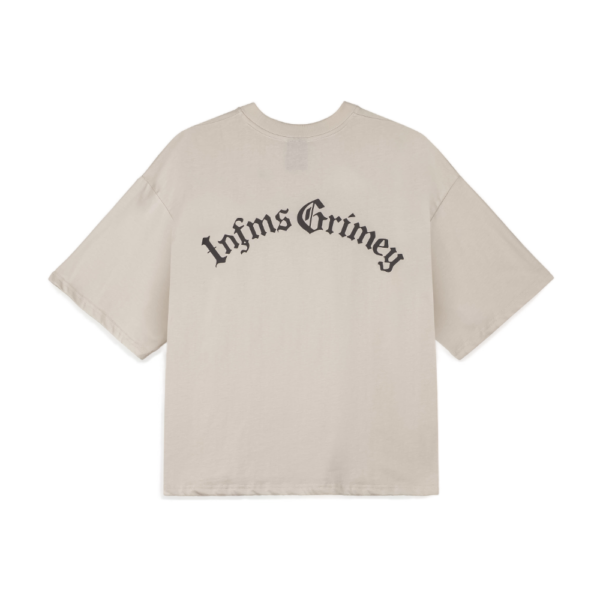 Unisex κοντομάνικη μπλούζα Grimey Chief Watcher Boxy Tee σε off-white χρώμα με μεγάλα τυπώματα, διαθέσιμο στο ns97.gr στην καστορια.