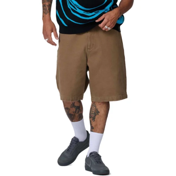 Ανδρική βερμούδα Santa Cruz Big Shorts από καμβά σε taupe χρώμα και χαλαρή γραμμή, διαθέσιμο στο ns97.gr στην καστορια.