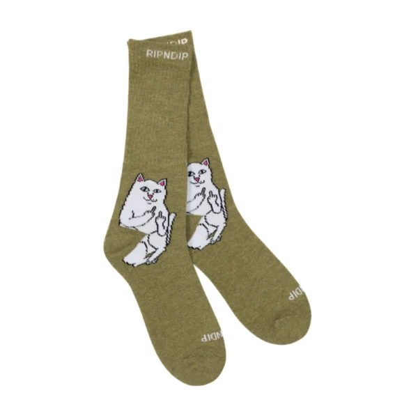 Λαδί κάλτσες RIPNDIP Lord Nermal με τον χαρακτηριστικό γάτο, διαθέσιμες στο ns97.gr στην καστορια.