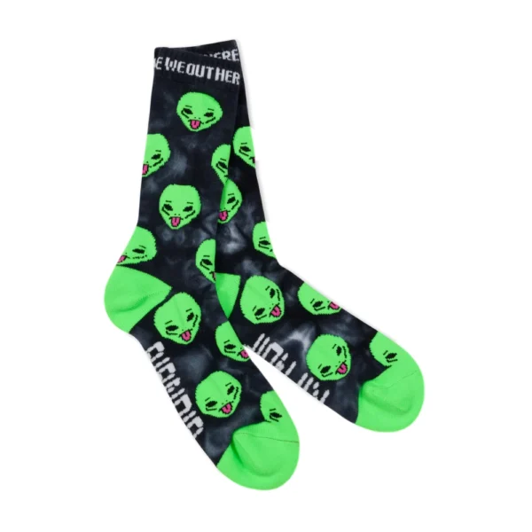 Κάλτσες RIPNDIP με σχέδιο εξωγήινους Lord Alien σε μαύρο tie-dye χρώμα, διαθέσιμες στο ns97.gr στην καστορια.