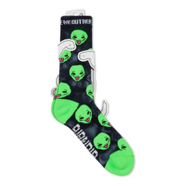 Κάλτσες RIPNDIP με σχέδιο εξωγήινους Lord Alien σε μαύρο tie-dye χρώμα, διαθέσιμες στο ns97.gr στην καστορια.