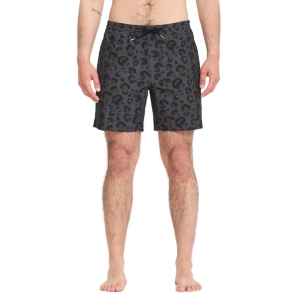 Ανδρικό μαγιό Volcom Melange Trunk σε γκρι σκούρο χρώμα με leopard pattern και μαύρο κορδόνι στη μέση διαθέσιμο στο ns97.gr Kastoria.