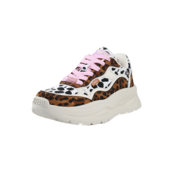Γυναικεία animal print sneakers Buffalo Sprint One με ροζ κορδόνια διαθέσιμο στο ns97.gr Kastoria.