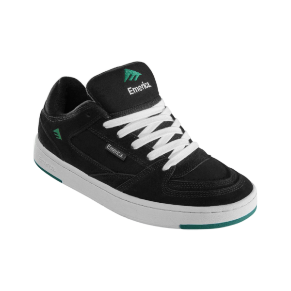 Ανδρικά skate παπούτσια Emerica Mute σε μαύρο χρώμα με λευκά κορδόνια διαθέσιμο στο ns97.gr Kastoria.