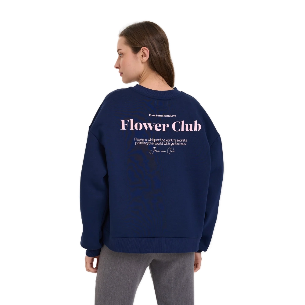 Γυναικεία μπλούζα φούτερ 24colours Flower Club Boxy Crewneck σε μπλε χρώμα διαθέσιμη στο ns97.gr Kastoria.