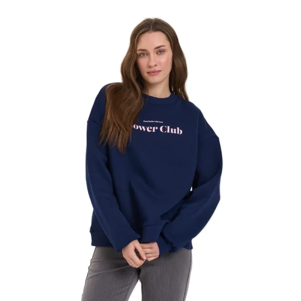 Γυναικεία μπλούζα φούτερ 24colours Flower Club Boxy Crewneck σε μπλε χρώμα διαθέσιμη στο ns97.gr Kastoria.