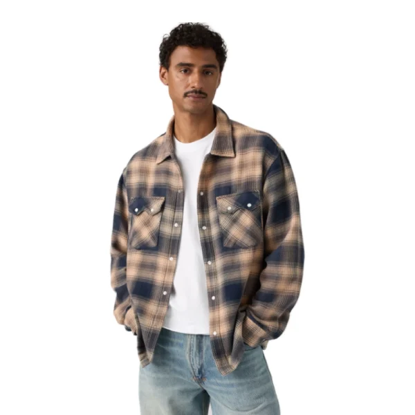Ανδρικό καρό πουκάμισο Levi's Boxy Western Shirt σε μπλε κρεμ καφέ χρώμα διαθέσιμο στο ns97.gr Kastoria.