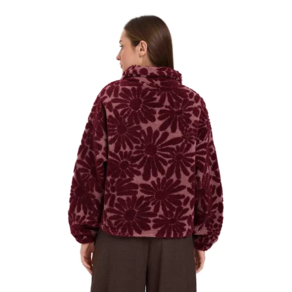 Γυναικεία ζακέτα φλίς 24colours Fleece Zip με μοτίβο λουλουδιών σε μπορντό χρώμα διαθέσιμο στο ns97.gr Kastoria.
