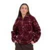 Γυναικεία ζακέτα φλίς 24colours Fleece Zip με μοτίβο λουλουδιών σε μπορντό χρώμα διαθέσιμο στο ns97.gr Kastoria.