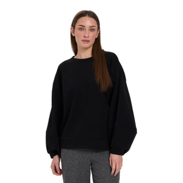 Γυναικεία φούτερ μπλούζα 24colours Crewneck με φαρδιά μανίκια σε μαύρο χρώμα διαθέσιμο στο ns97.gr Kastoria.