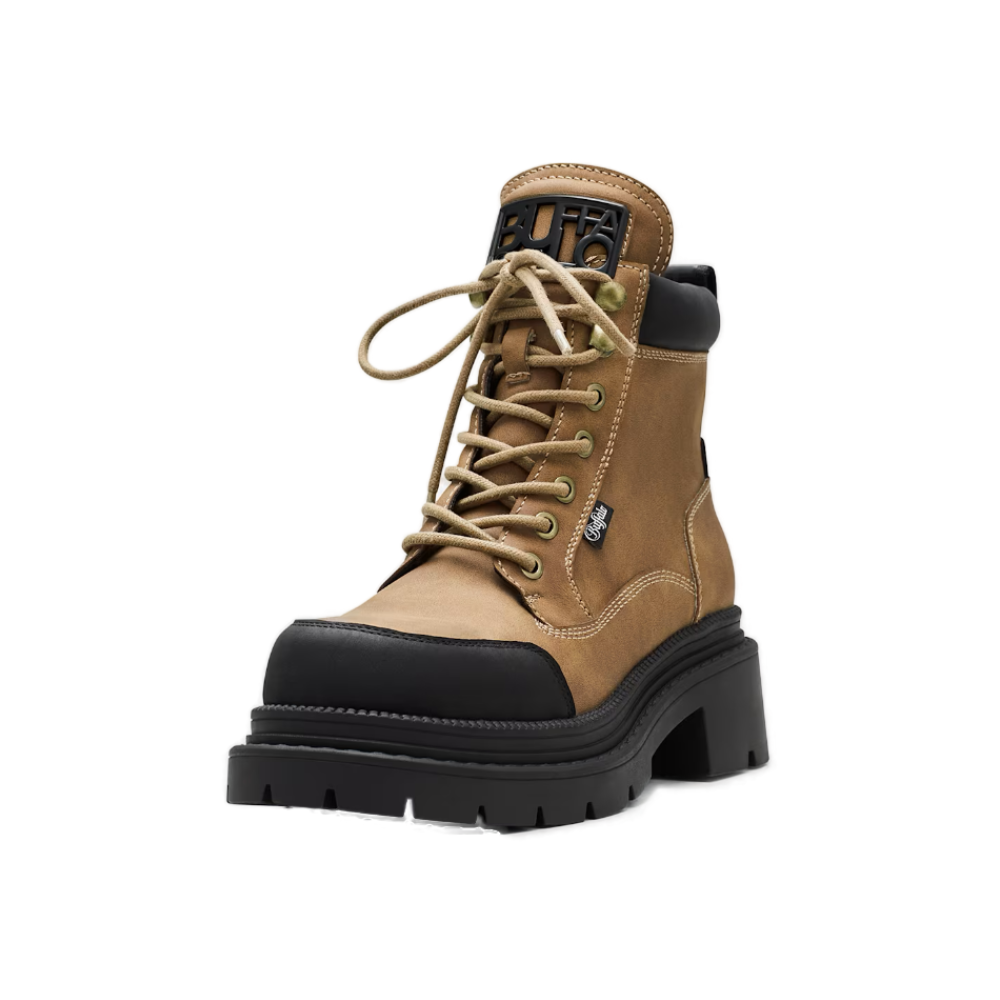 Μποτάκια Buffalo Jack Lace Up Mid σε μπεζ vegan nubuck χρώμα διαθέσιμο στο ns97.gr Kastoria