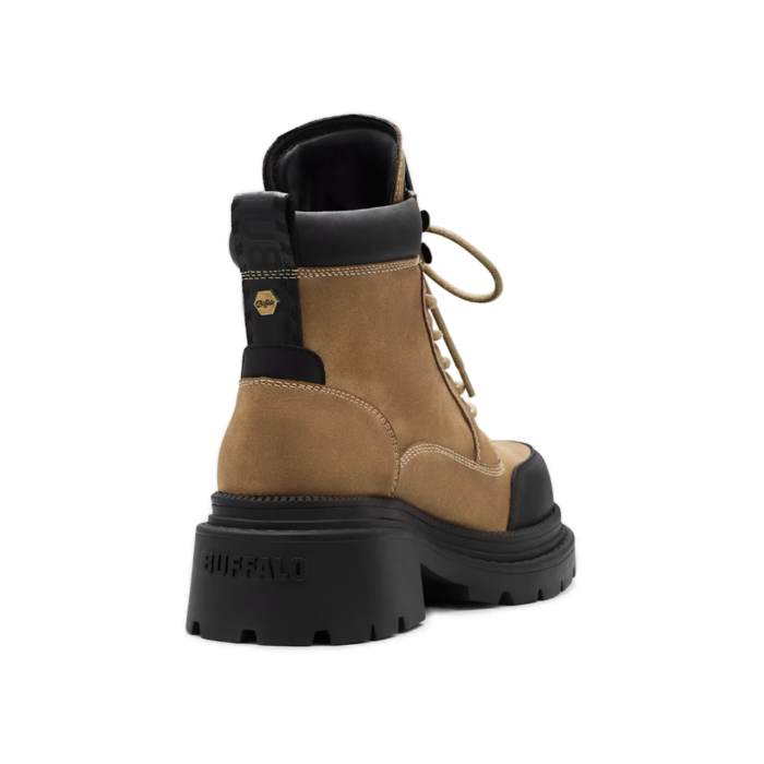 Μποτάκια Buffalo Jack Lace Up Mid σε μπεζ vegan nubuck χρώμα διαθέσιμο στο ns97.gr Kastoria
