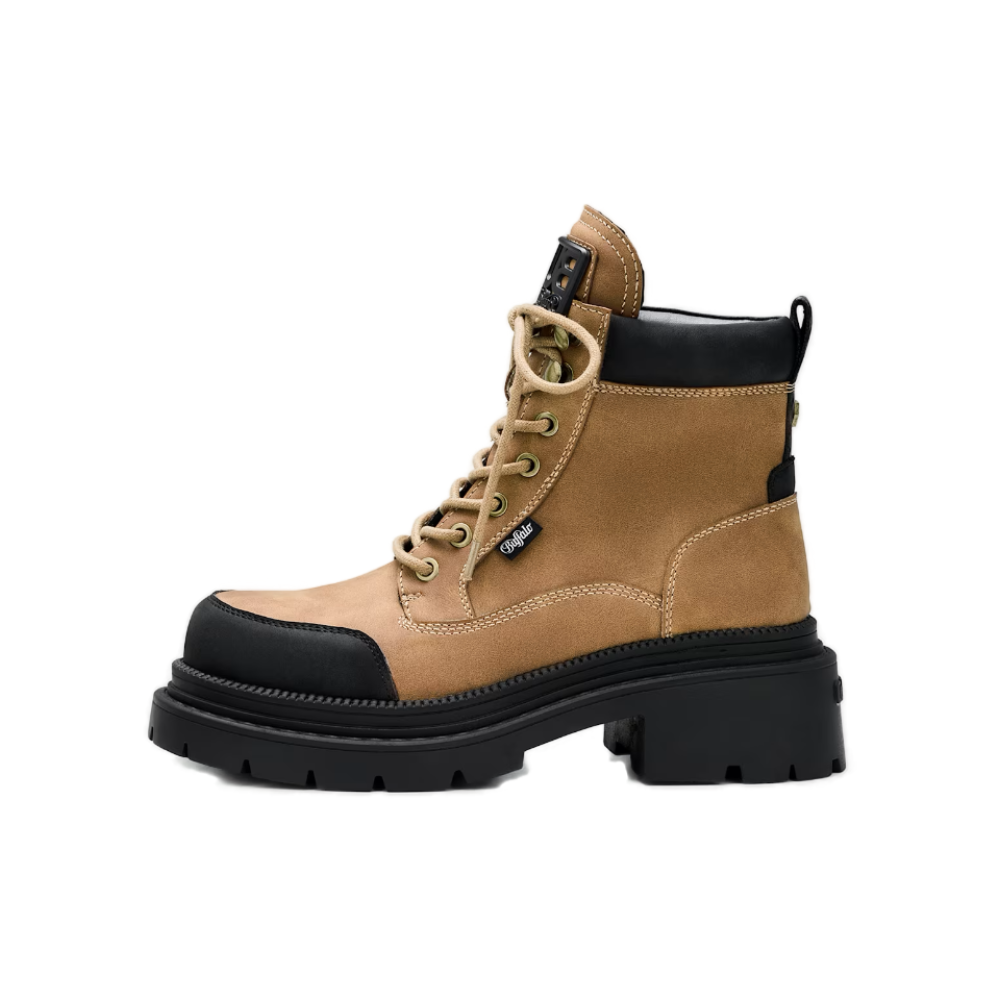 Μποτάκια Buffalo Jack Lace Up Mid σε μπεζ vegan nubuck χρώμα διαθέσιμο στο ns97.gr Kastoria