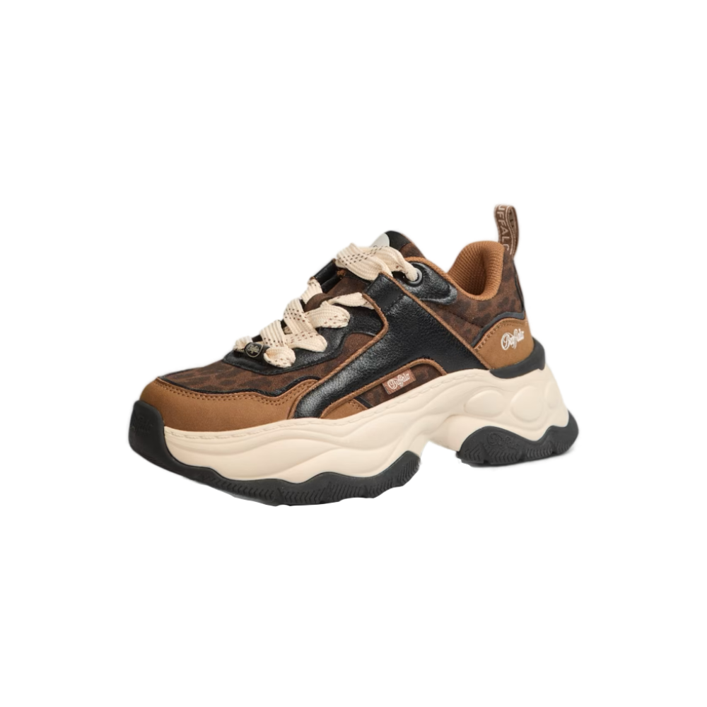 Chunky sneakers Buffalo Jump One Vegan με leopard print σε καφέ μαύρο χρώμα διαθέσιμο στο ns97.gr Kastoria.