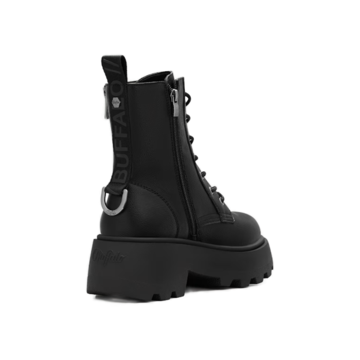 Γυναικεία vegan μποτάκια Buffalo Phantom Lace Up Zip σε μαύρο χρώμα διαθέσιμο στο ns97.gr Kastoria.