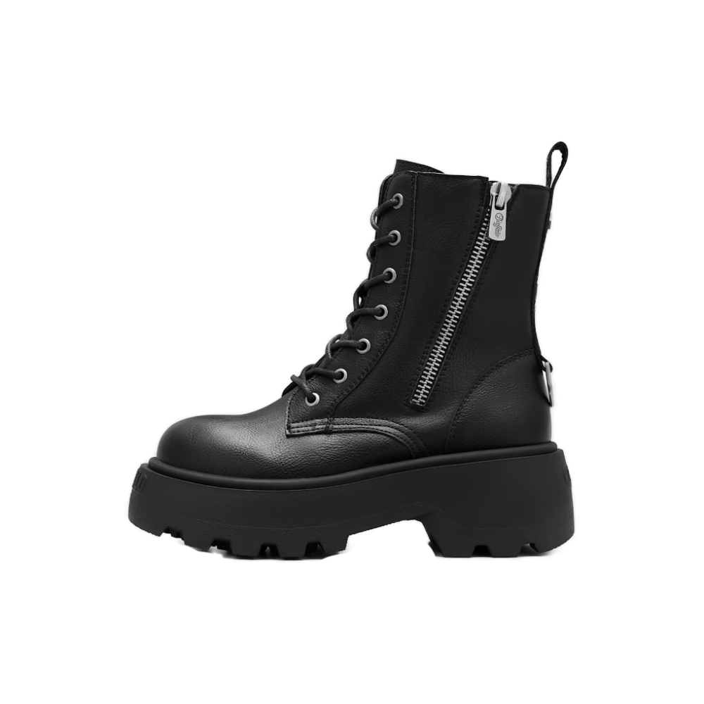 Γυναικεία vegan μποτάκια Buffalo Phantom Lace Up Zip σε μαύρο χρώμα διαθέσιμο στο ns97.gr Kastoria.