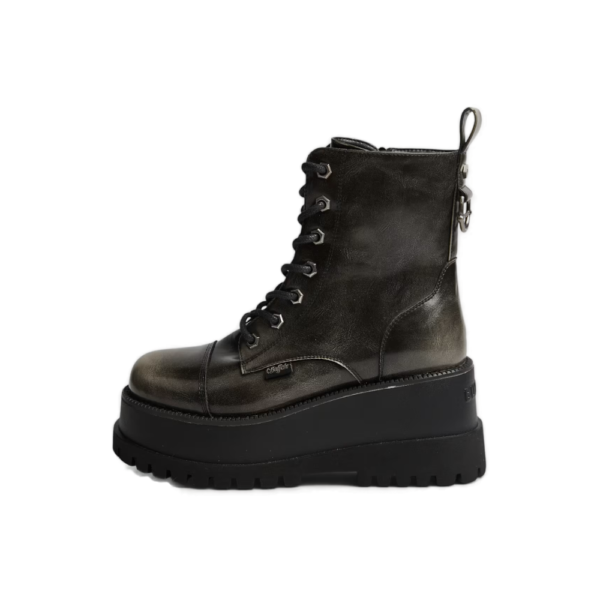 Μποτάκια Buffalo Stack Lace Up Mid σε washed grey γκρι χρώμα διαθέσιμο στο ns97.gr Kastoria.