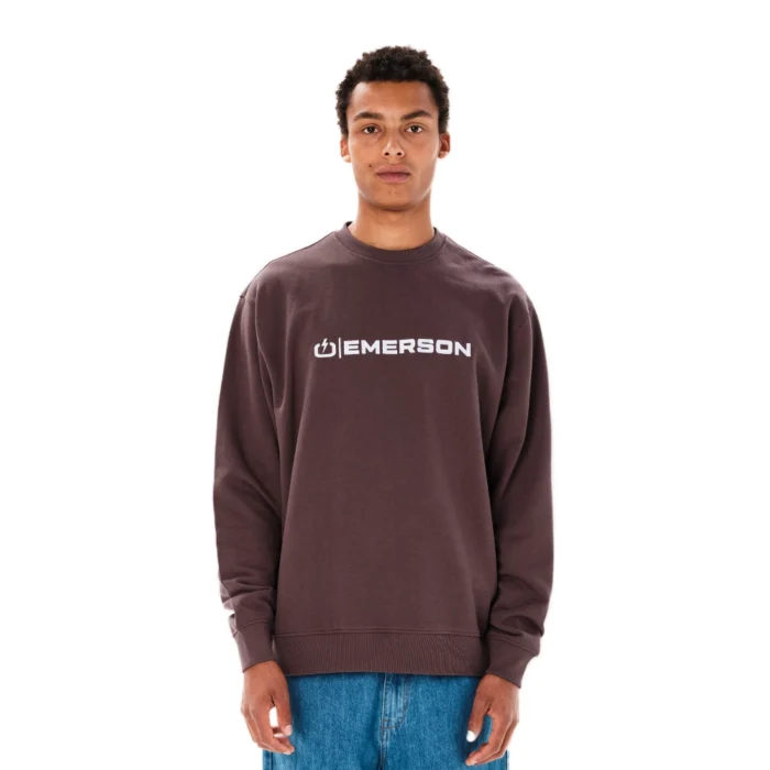 Ανδρική φούτερ μπλούζα Emerson Classic Crewneck με λογότυπο στο στήθος σε dusty plum χρώμα διαθέσιμη στο ns97.gr Kastoria