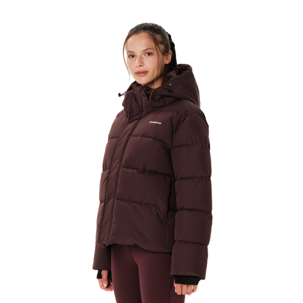 Γυναικείο αδιάβροχο puffer μπουφάν Emerson Hooded Puffer Jacket σε chocolate brown καφέ χρώμα διαθέσιμο στο ns97.gr Kastoria.